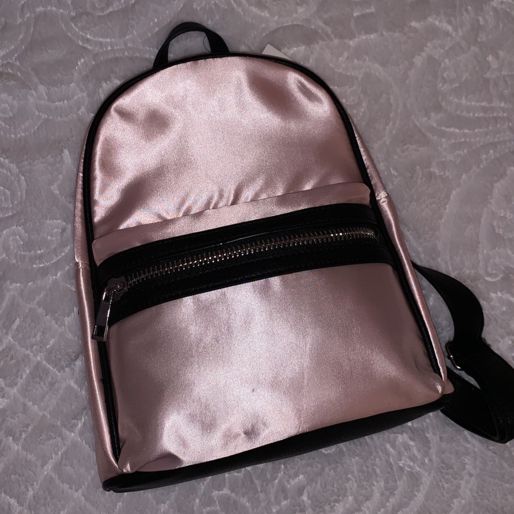 Design Lab pink satin mini backpack